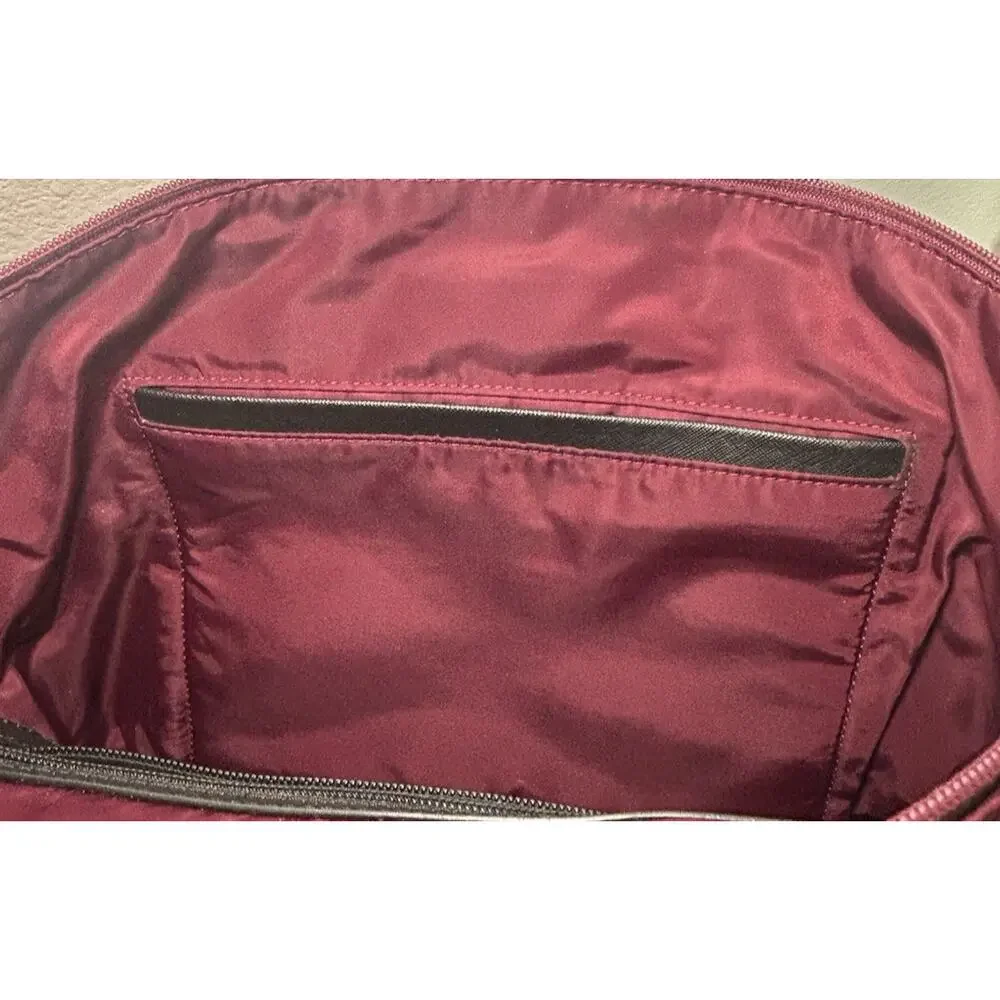 Michael Kors Kelsey Medium Nylon Tote Burgundy Gold Travel Shoulder Bag